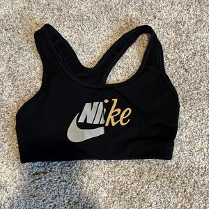 Nike Black Sports Bra with Gold and Silver Logo